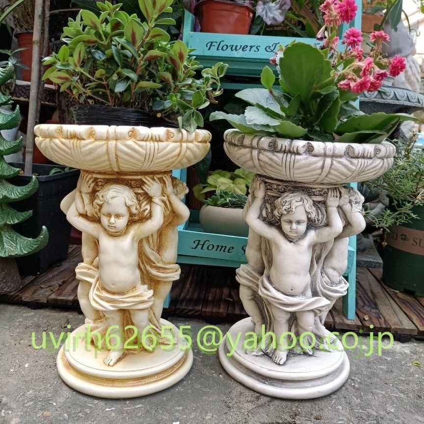 美品★植物プランター ガーデンオーナメント ヴィンテージ 植木鉢 キューピッド 樹脂置物 ガーデニング オブジェ ガーデン 庭 屋外 玄関拍卖
