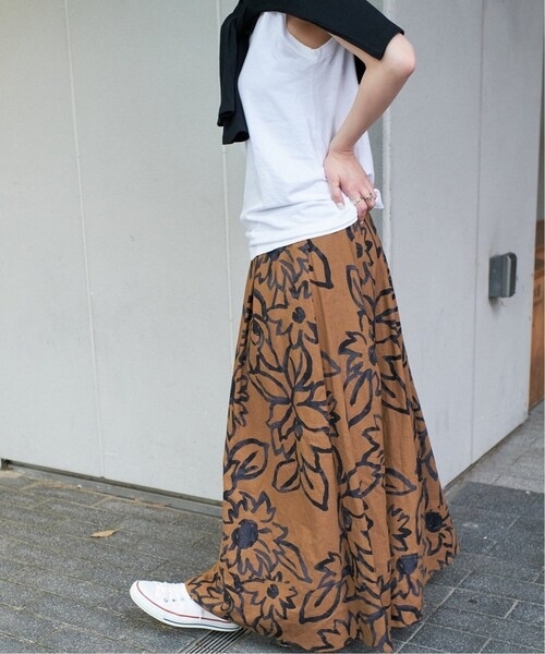 SIMPLICITE サンプリシテ 幾何プリント リネン混スカート★ベイクルーズ シンプリシティ 花柄拍卖