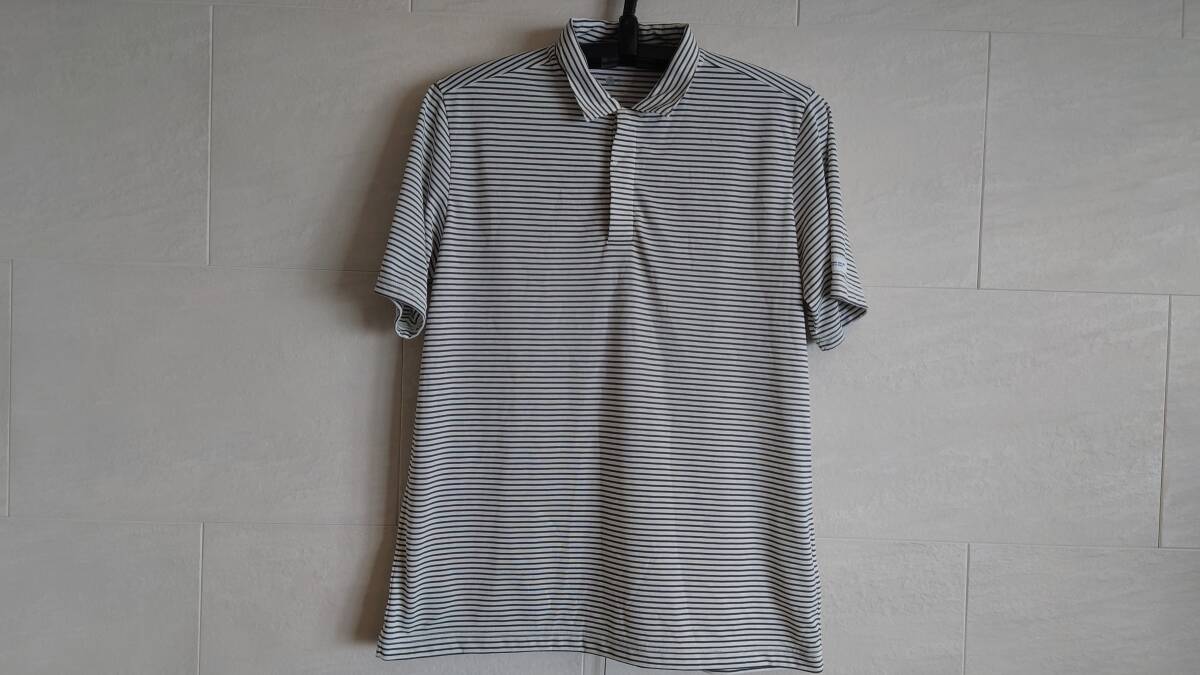 <未着用品> MIZUNO ミズノ メンズXL クイックドライボーダー半袖ポロシャツ 吸汗速乾 B2MA9029  色:白×黒ボーダー拍卖