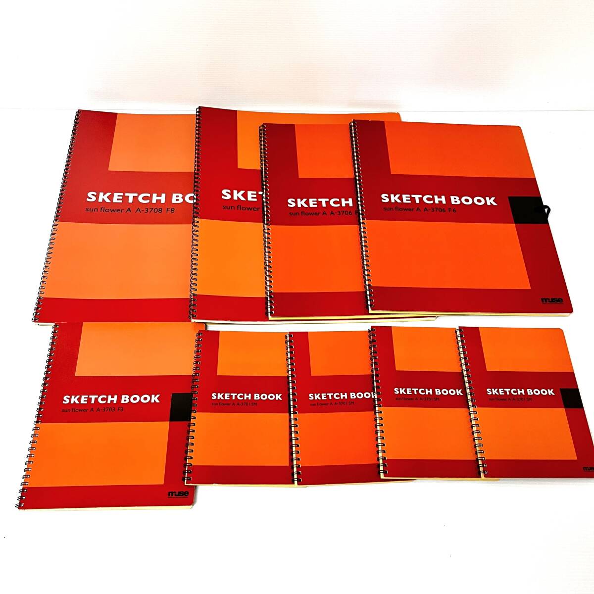 新品9冊◆サンフラワー【スケッチブック A画ブック F8/F6/F3/SM】 画用紙 鉛筆デッサン 水彩 パステル 色鉛筆 マーカー拍卖