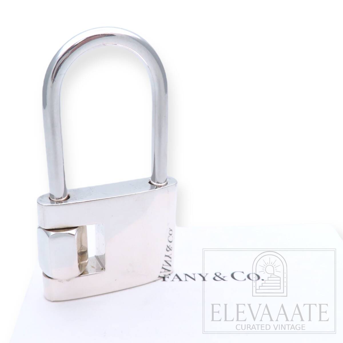 極希少 美品 Tiffany&Co. ティファニー カデナ シルバー キーリング チャーム 南京錠 キーホルダー カギ 回転式 SV925 TO182拍卖