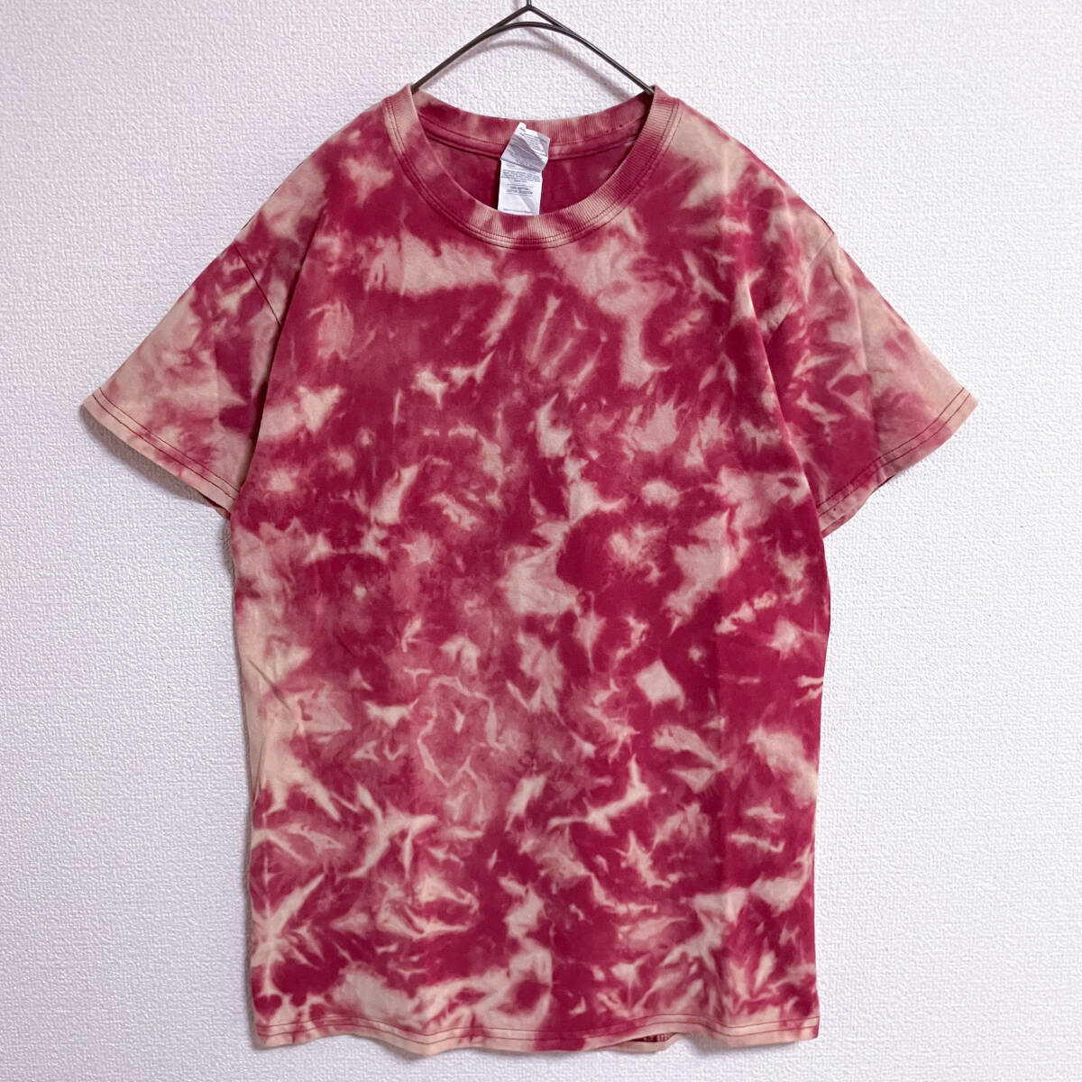 GILDAN タイダイ Tシャツ S 赤 ベージュ ブリーチ ブランド トップス拍卖