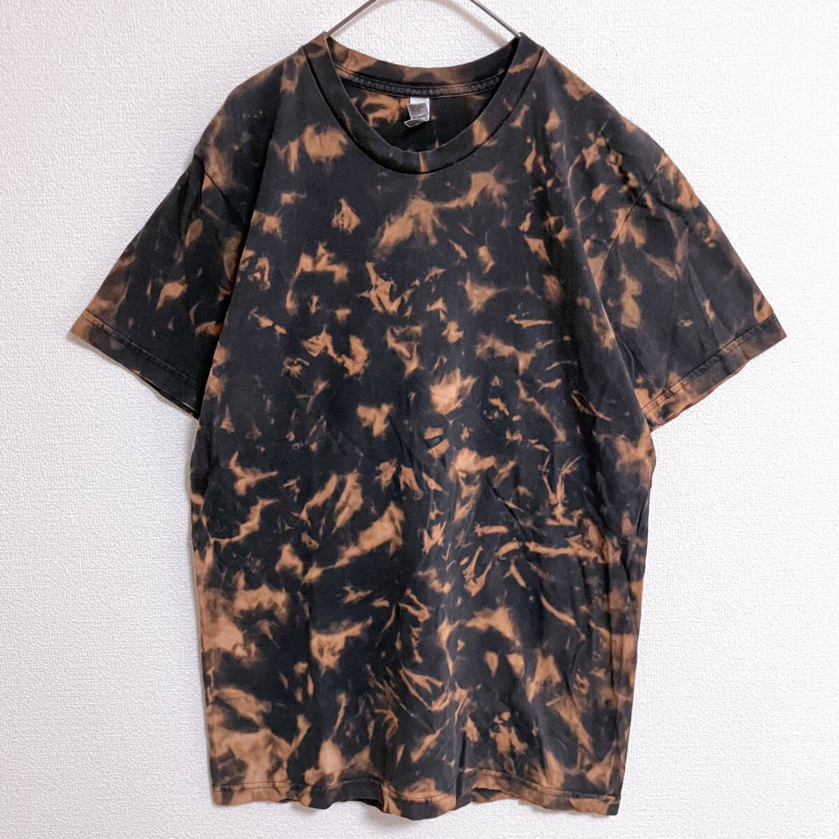 American Apparel タイダイ Tシャツ M 黒 ベージュ 総柄 夏拍卖