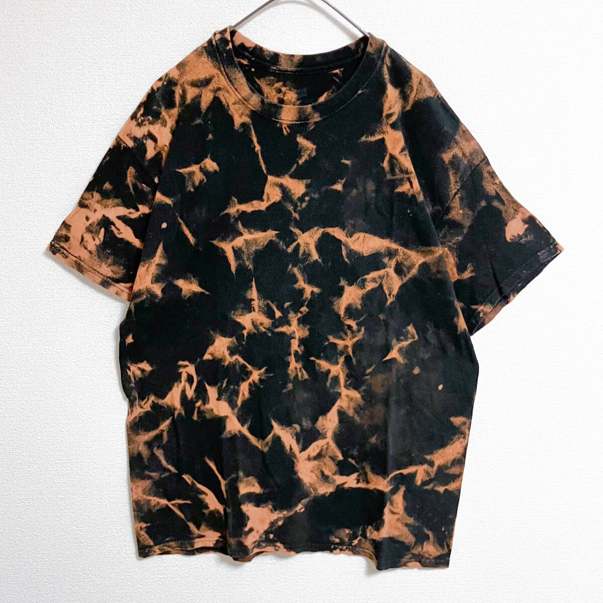 Hanes タイダイデザイン Tシャツ Lサイズ 染物 ブリーチ 黒 トップス拍卖