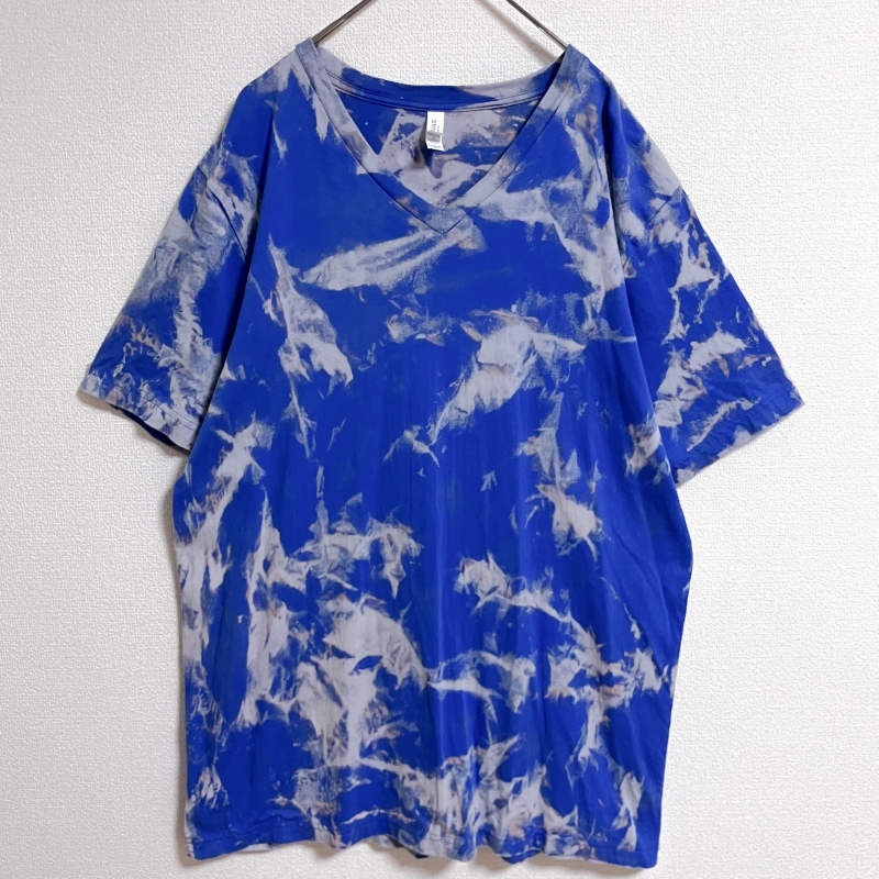 CANVAS タイダイ 半袖Tシャツ XL 薄手 青 Vネック 柄物 ブルー拍卖