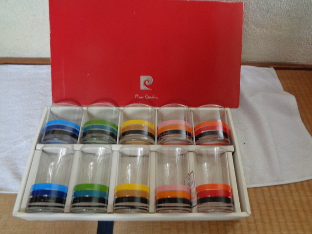 レトロ タンブラーセット・ガラスコップ10個/ピエールカルダン・Sasaki Glass/ビールグラス5&ロックグラス5/箱入未使用美品-長期保管品拍卖