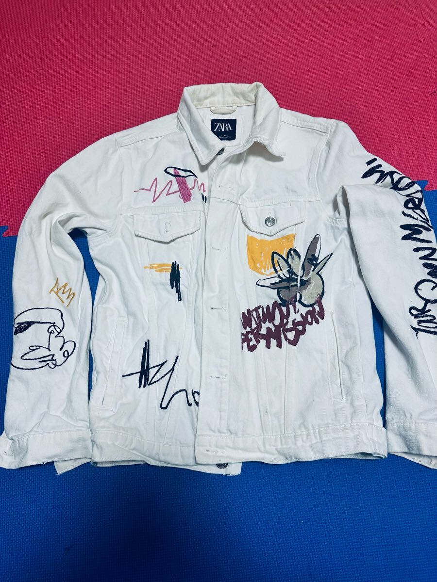 ZARAデニムジャケット グラフィックプリント デニムジャケット拍卖