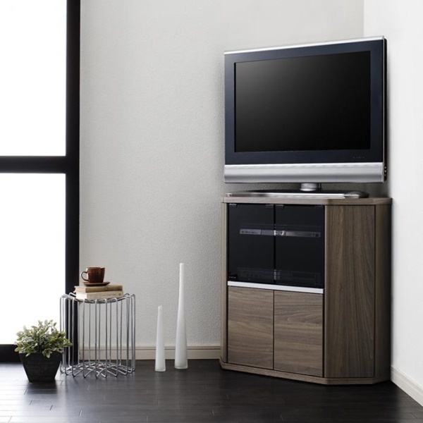 薄型コーナーロータイプテレビボード Venus ベヌス ミドルタイプ ウォールナットブラウン拍卖