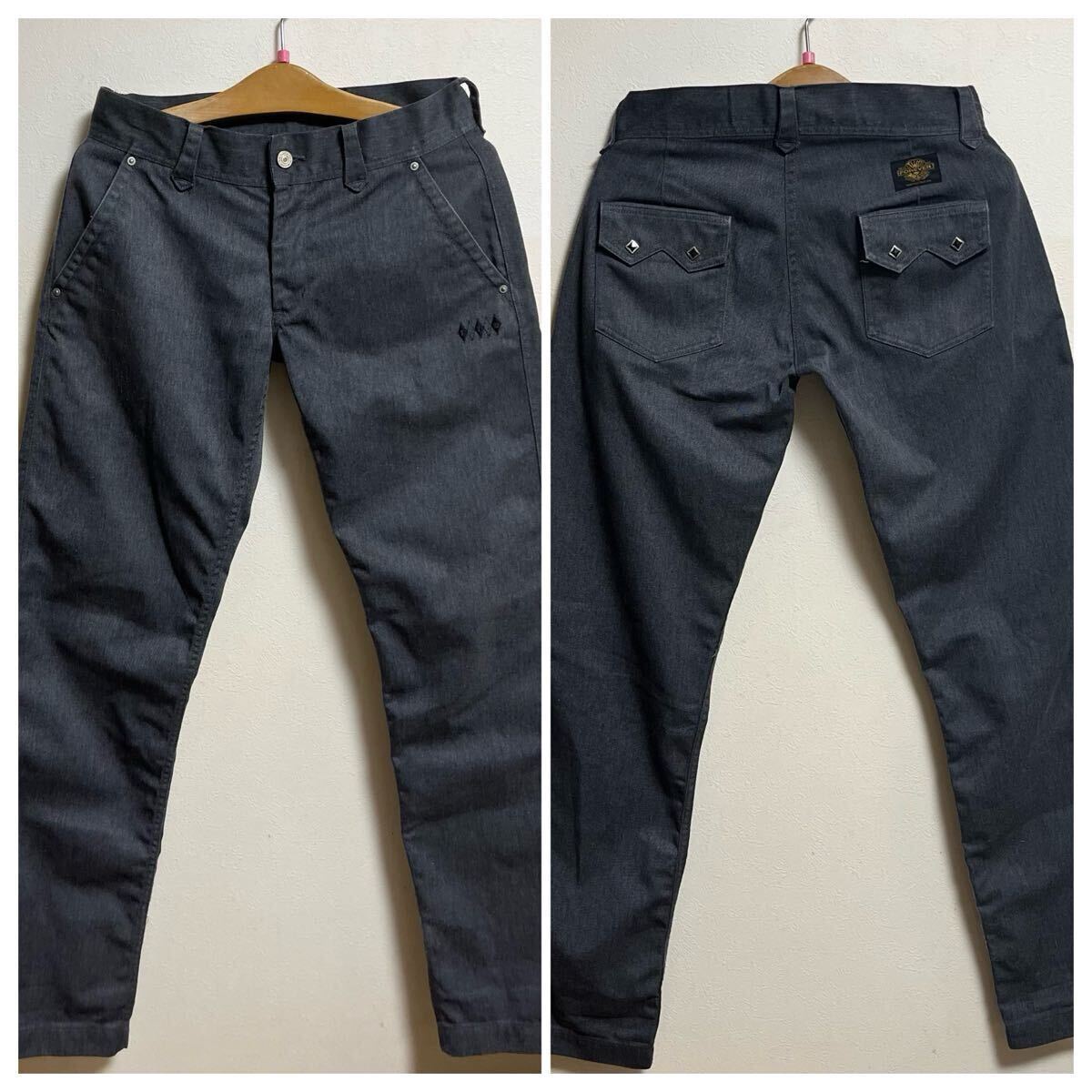 WESTRIDE パンツ 32 ウエスタン グレー チャコール ワークパンツ タイト ローライズ チノパン バイカー ハーレー ウエストライド拍卖