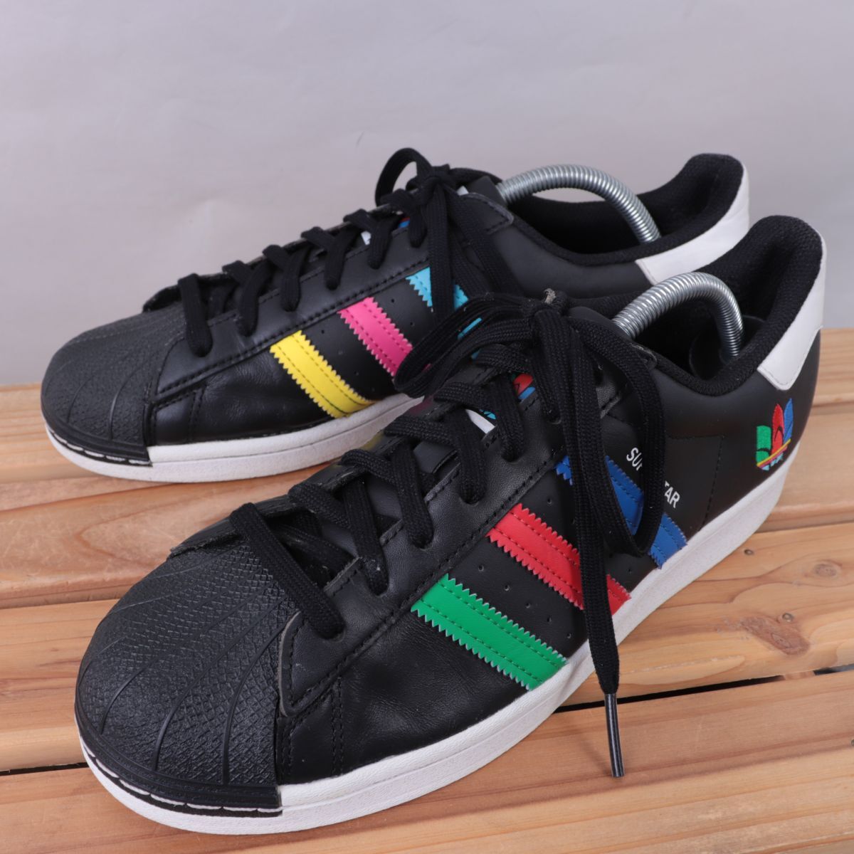 z231 アディダス オリジナルスーパースター US9 1/2 27.5cm/黒 ブラック マルチカラー adidas Originals SUPERSTAR メンズ スニーカー 中古拍卖