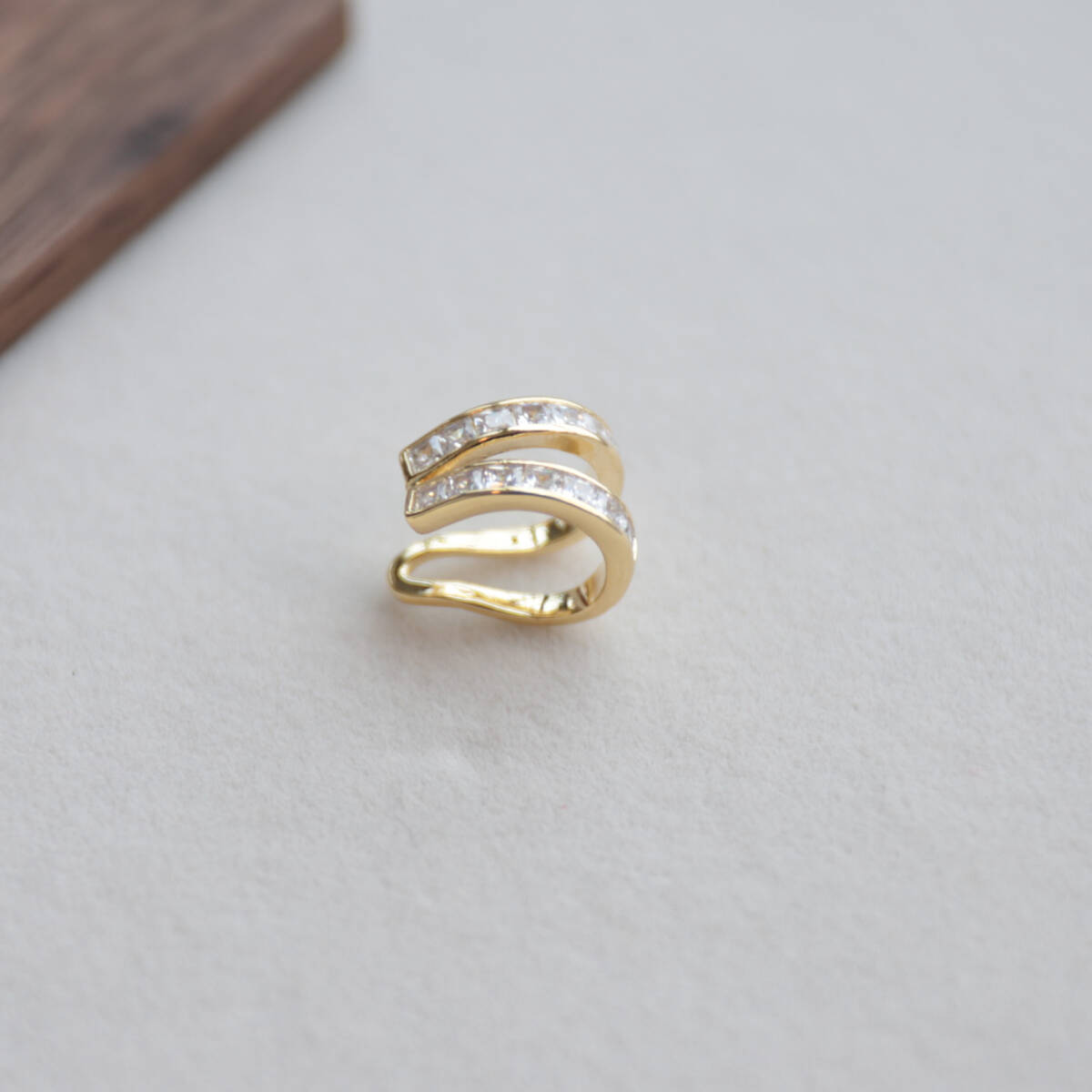 イヤーカフ ゴールド 片耳 レディース ダブルライン ジルコン ウェアリング 拍卖