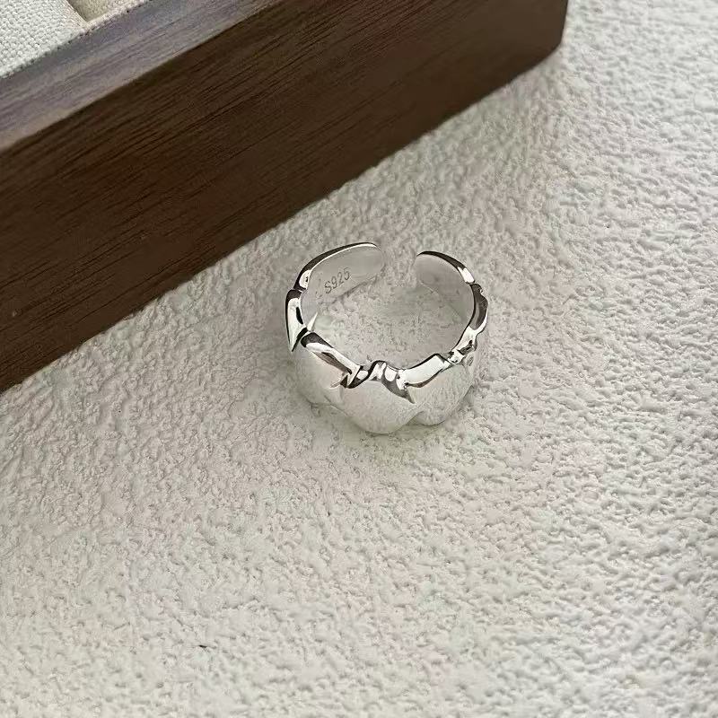 オープニングリング シルバー925 不規則 岩形状リング ユニセックス リング拍卖