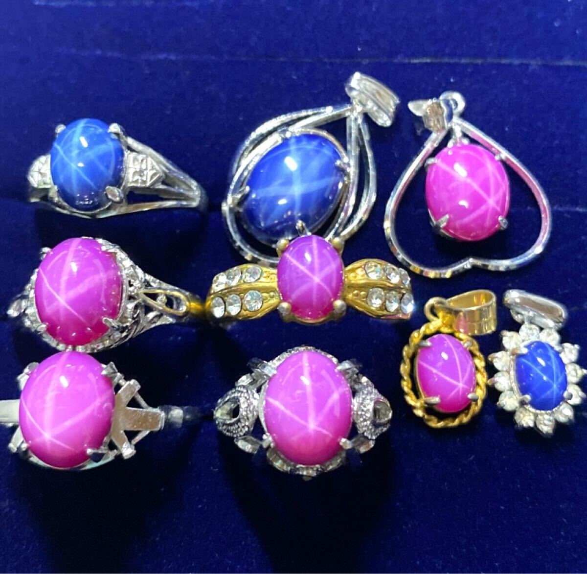 K5 大量セットまとめ売り ヴィンテージ リング 指輪 アクセサリー 色石 昭和レトロ 装飾品スタールビースターサファイアペンダントトップ 拍卖