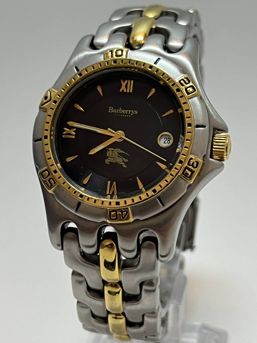 動作未確認 Burberrys バーバリー 9000G 腕時計 クォーツ メンズ デイト 黒文字盤拍卖