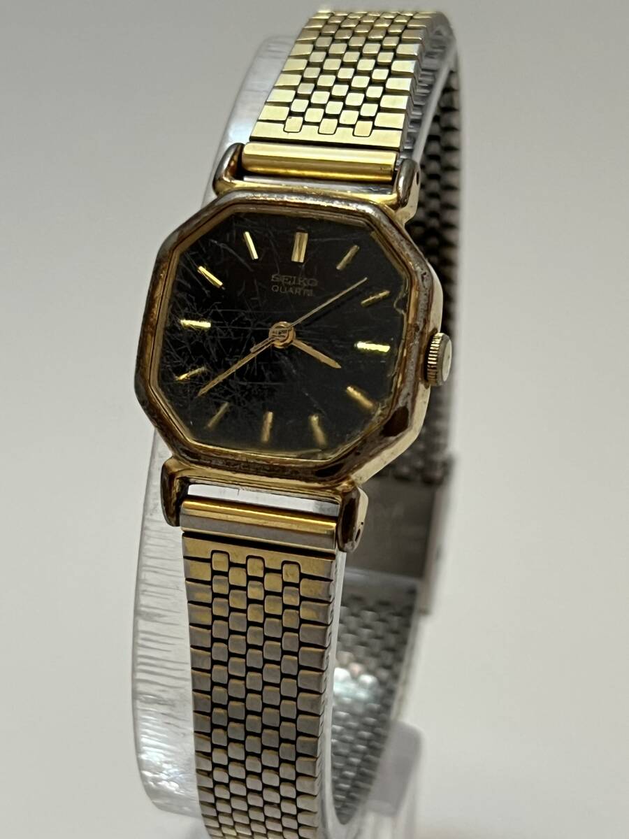 動作未確認 SEIKO セイコー 2C21-5170 オクタゴン ブラック文字盤 レディース  時計 クォーツ 腕時計拍卖