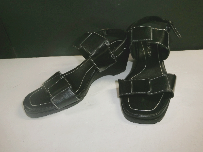 ★靴 FOOT SALON サンダル Sサイズ EEE 幅広 23cm ブラック 中古 レディース 【45】拍卖