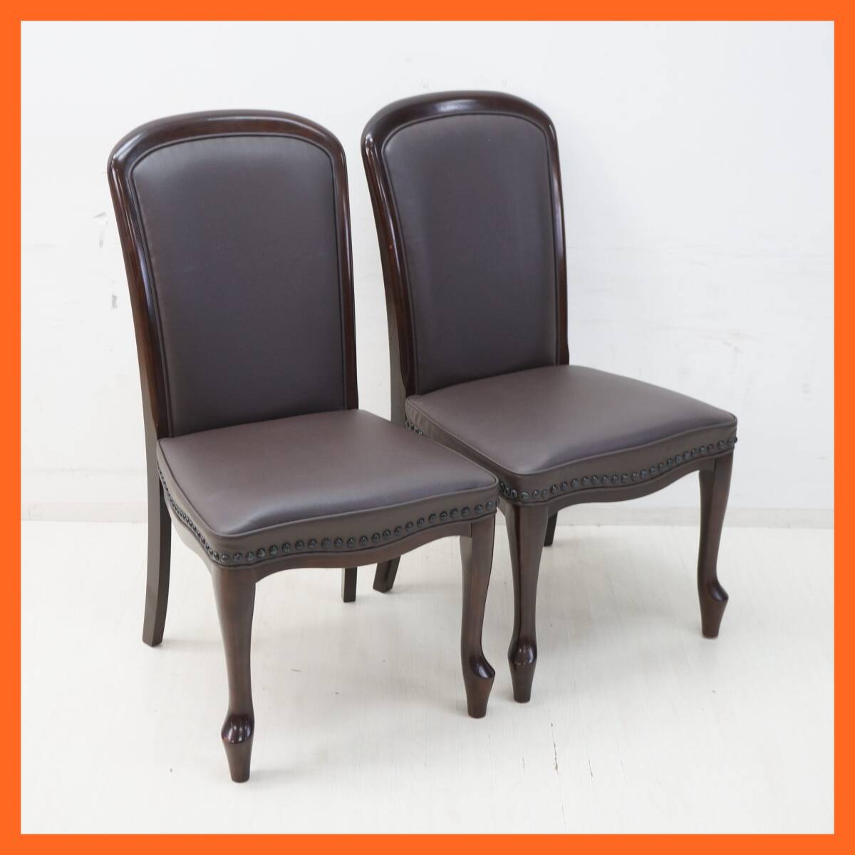 東ハ:【マルニ木工/maruni】 ネオグレースシリーズ ダイニングチェア 2脚セット ② クラシックスタイル 鋲打ち飾り サロンチェア★送料無料拍卖