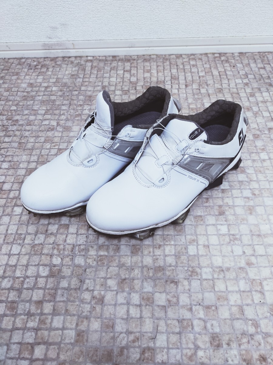 フットジョイ ホワイト ゴルフシューズ スパイク TOUR X拍卖