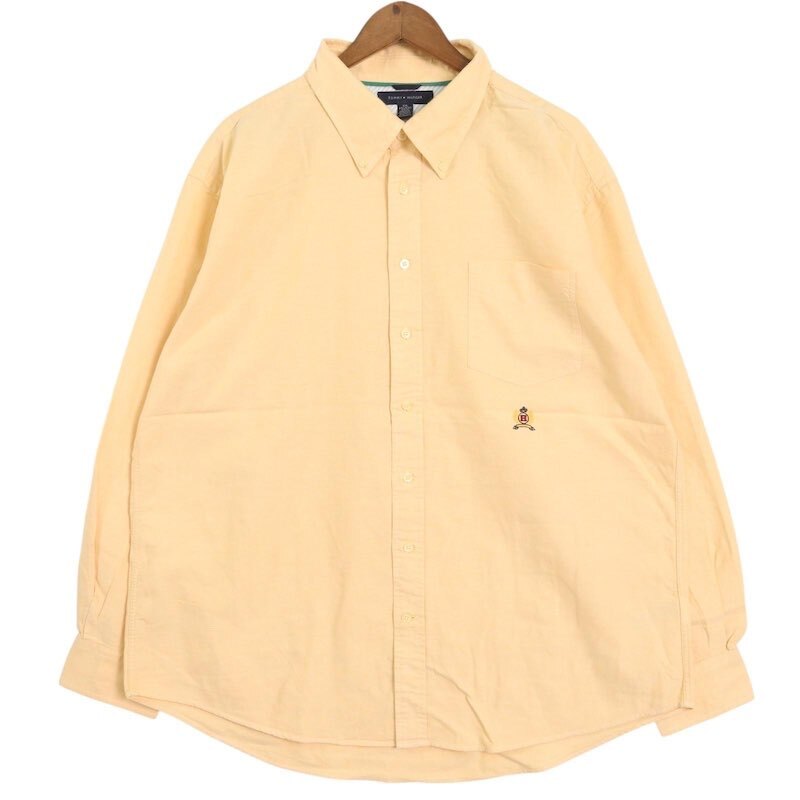 00's TOMMY HILFIGER トミーヒルフィガー 長袖ボタンダウンシャツ オックスフォード地 メンズUS-XXL ペールオレンジ hsc-0658n拍卖