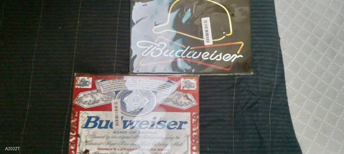 New二枚組 在庫限り大幅値下げ「バドワイザー」ブリキ看板、レトロ・レア物d拍卖