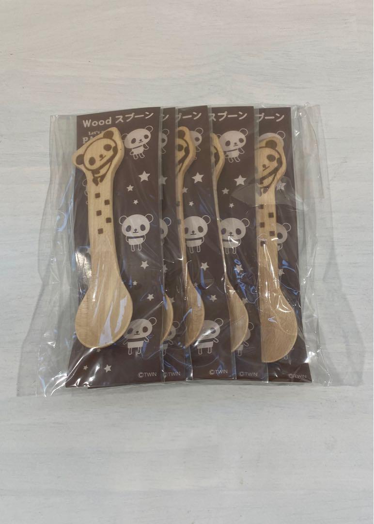 ★★ウッドスプーン パンダ 5本セット 木製 ミニスプーン スプーン 動物拍卖