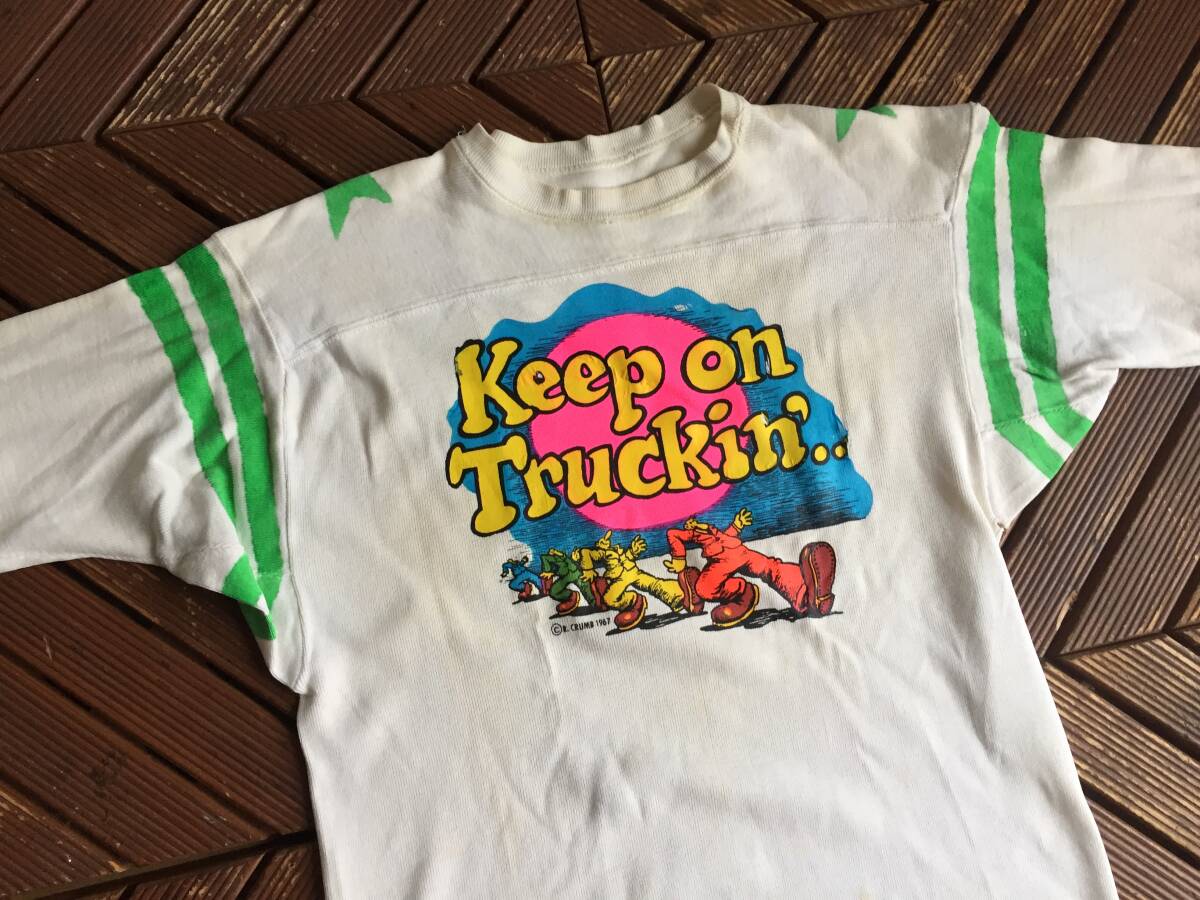 エルボー付【60's Keep On Truckin フットボール Tee】ビンテージ ロバートクラム 拍卖