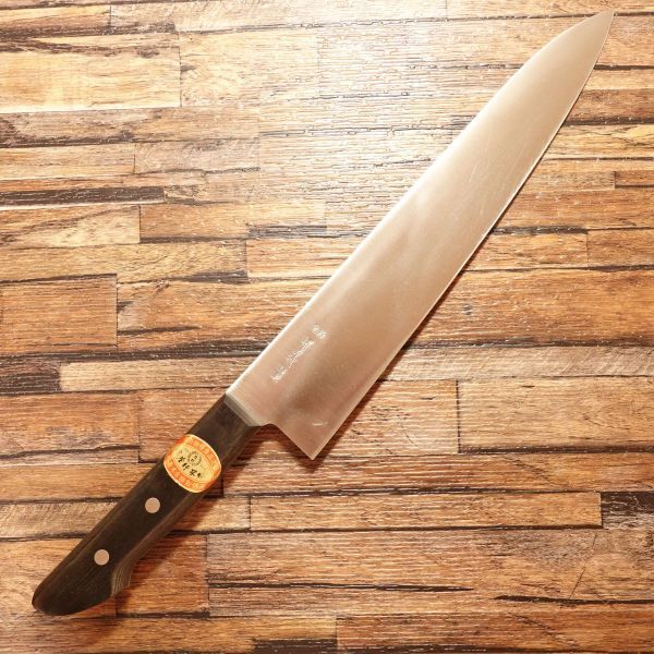 堺孝行 牛刀 研ぎ済 万能包丁 謹製 シール付き ほぼ未使用保管品拍卖