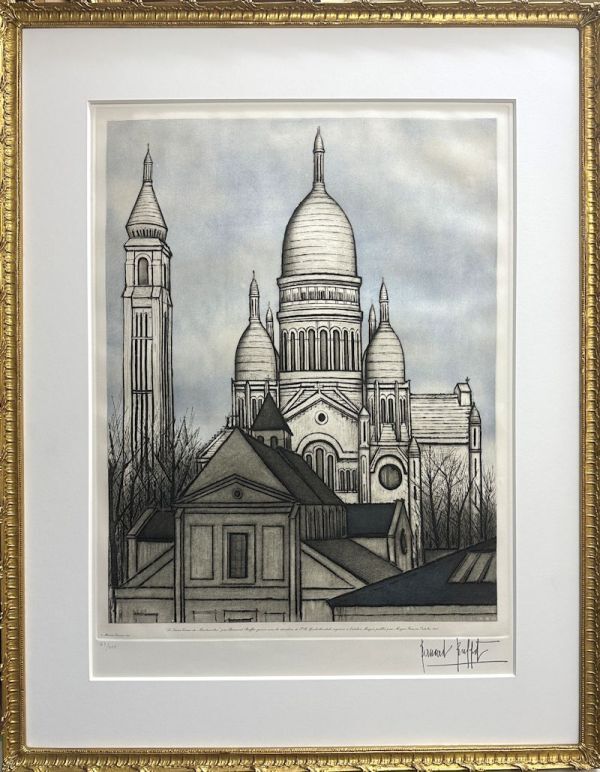 【FCP】 真作保証 ベルナール・ビュッフェ(Bernard Buffet)限定銅版画66x48cm 「サクレクール寺院(マギー版)」 大型作品 1985年作 k拍卖