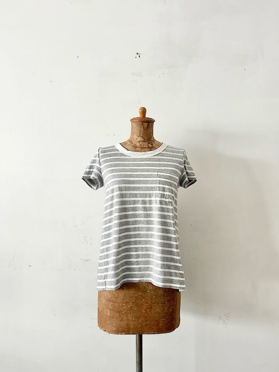 sacai luck ボーダー切替カットソー グレー・ホワイト拍卖