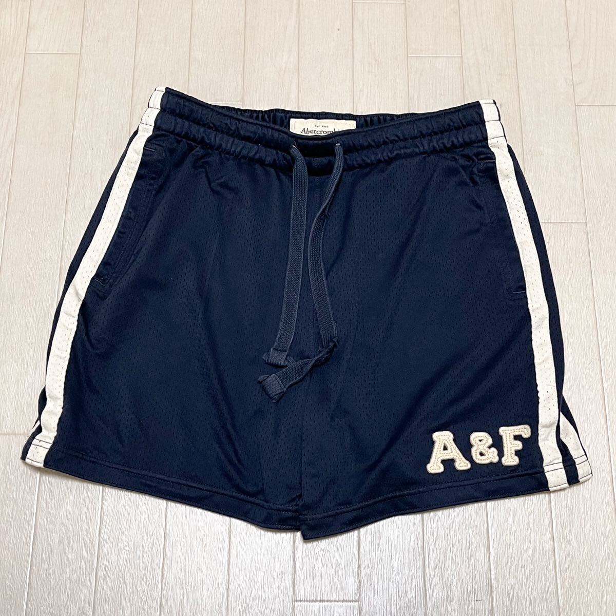 和778★ Abercrombie&Fitch アバクロンビー&フィッチ メッシュ ショートパンツ イージーパンツ ジャージ M ネイビー メンズ拍卖