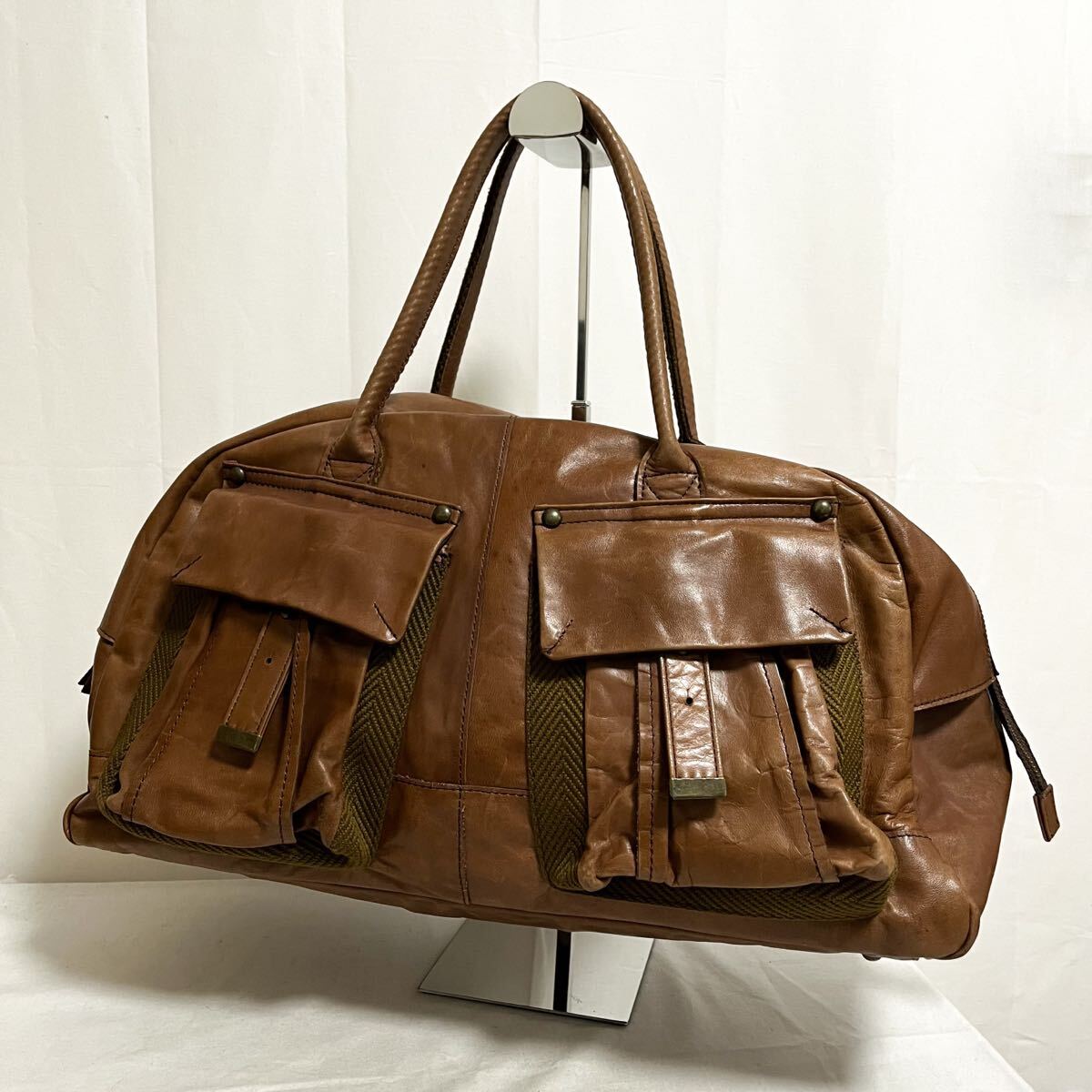 和796★ ZER Division Rei 零 ディビジョンレイ ミニボストンバッグ トートバッグ ブラウン メンズ拍卖