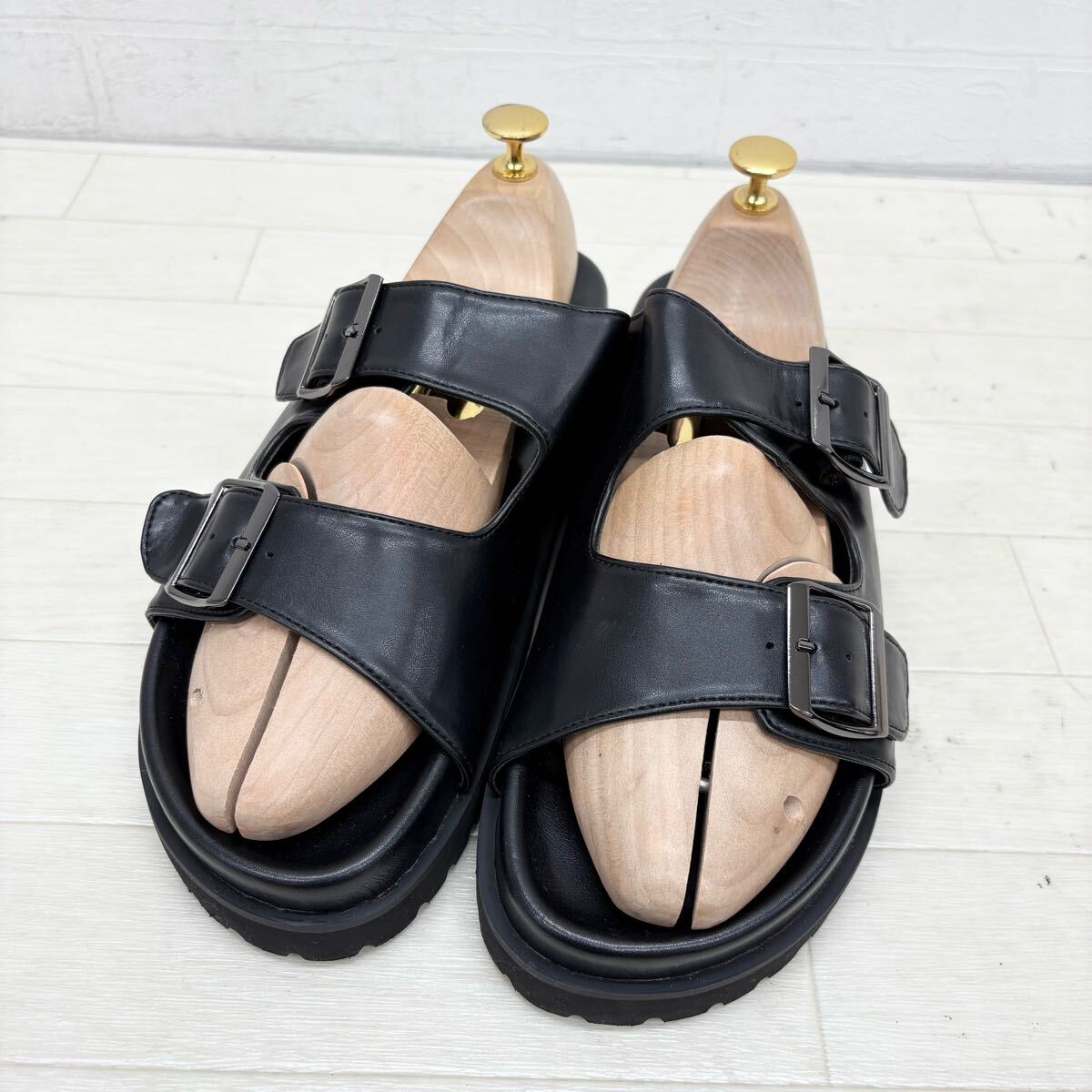 1798〓 RAGEBLUE レイジブルー ベルトストラップサンダル メンズ サイズM ブラック 合成皮革 フェイクレザー 靴 シューズ カジュアル拍卖
