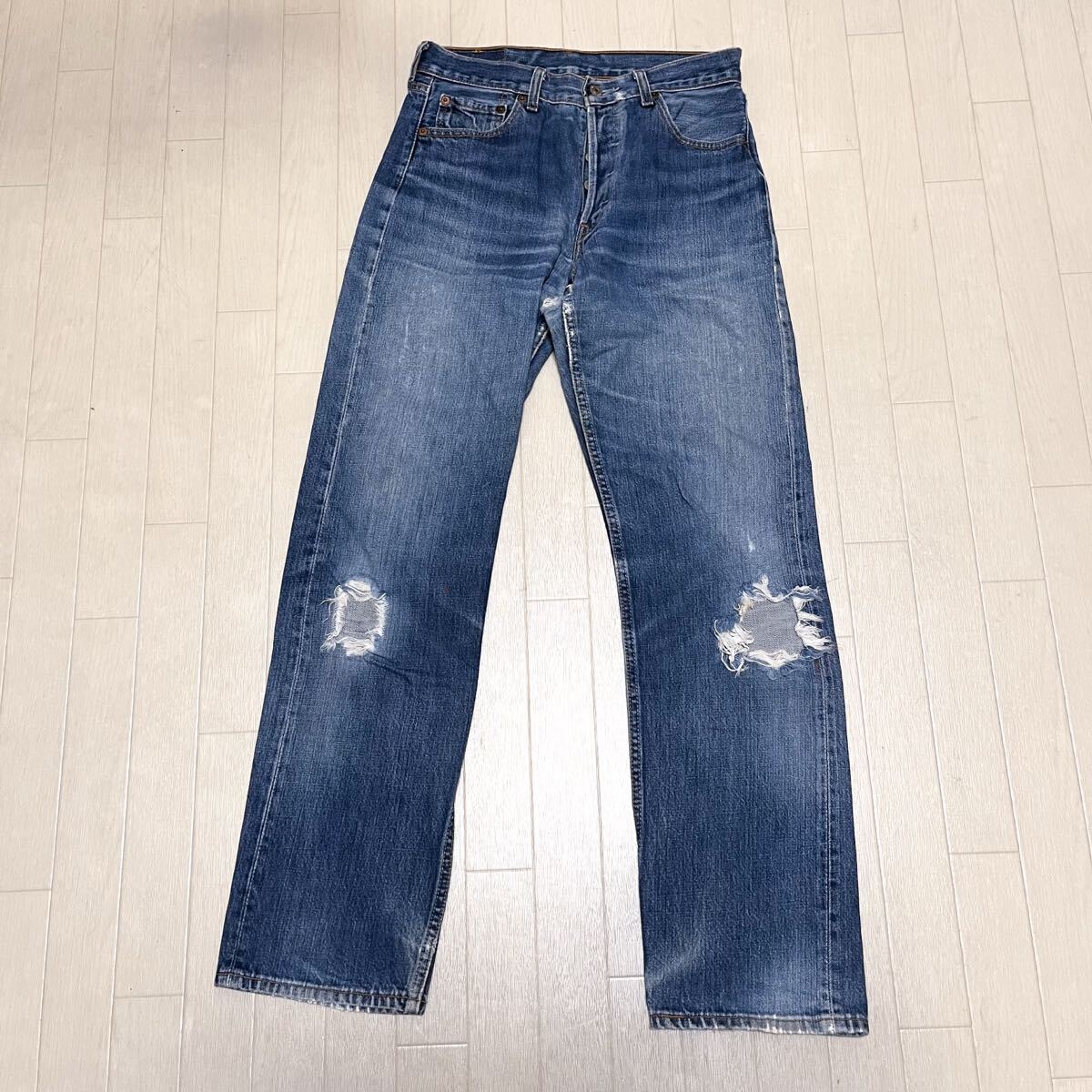 和802★④ ビンテージ オールド フィリピン製 Levi's 501 359刻印 リーバイス デニムパンツ ジーンズ ダメージデニム W30 L32 メンズ拍卖