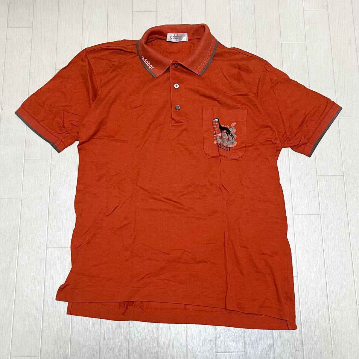 和803★ adabat アダバット 半袖 ポロシャツ GOLF ゴルフ 刺繍 Ⅳ ダークオレンジ メンズ拍卖