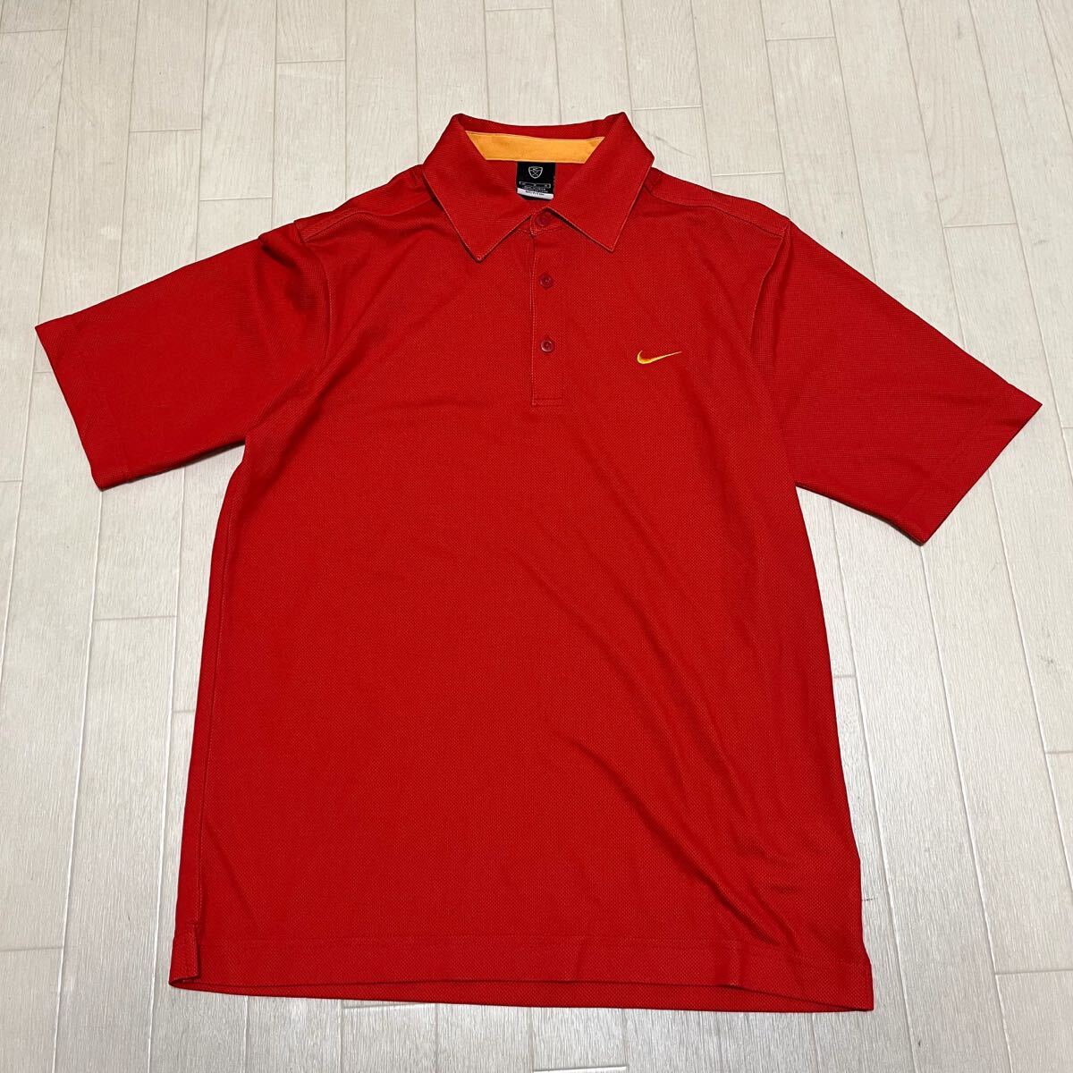 和803★ NIKE GOLF ナイキ ゴルフ 半袖 ポロシャツ 刺繍 M レッド メンズ DRI-FIT uv拍卖