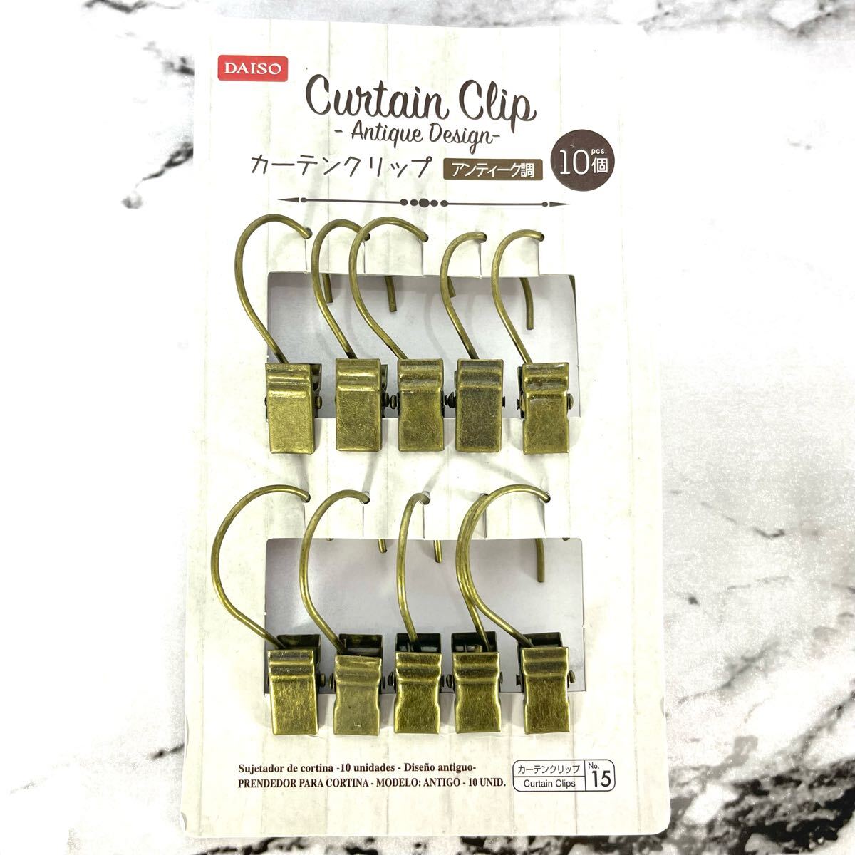 【未使用・開封のみ】ダイソー DAISO カーテンクリップ アンティーク調 アンティーク ビンテージ カーテン クリップ カーテン留め 10個入り拍卖