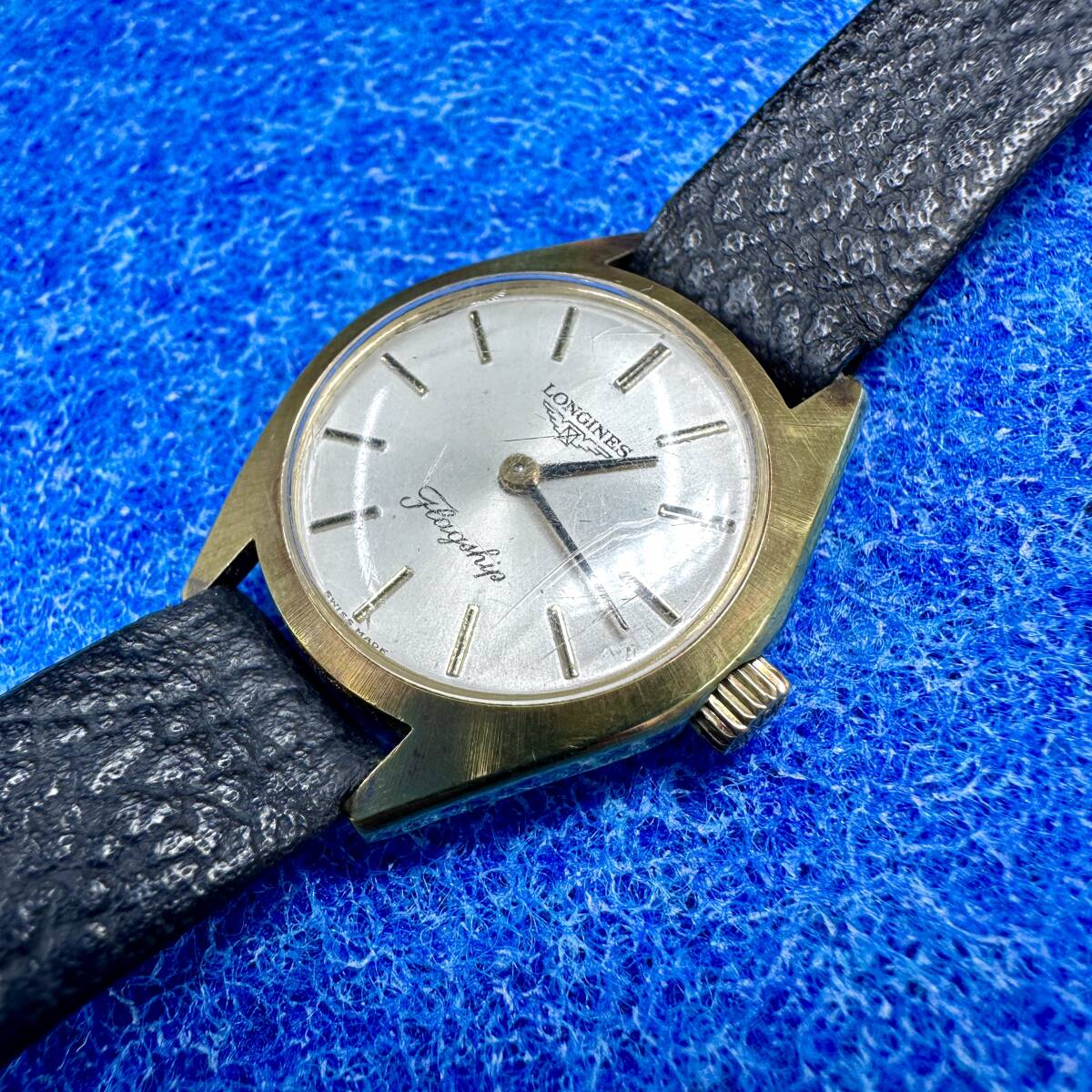 【希少】LONGINES Flagship ロンジン フラッグシップ 手巻き 腕時計 GOLD ELECTROPLATED 20 ジャンク レザーベルト拍卖