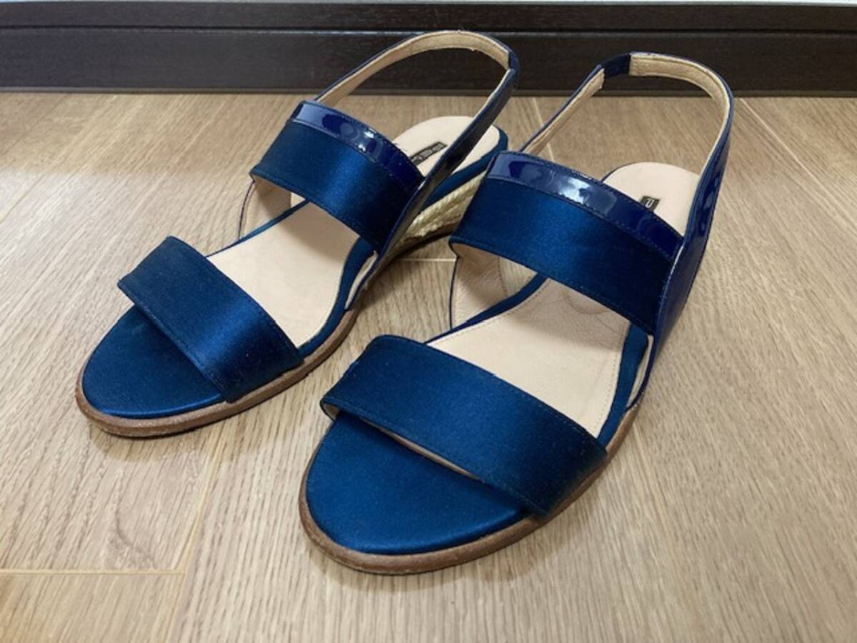ペリーコサニー サンダル ブルー系 37 サテン×エナメル×ジュート拍卖