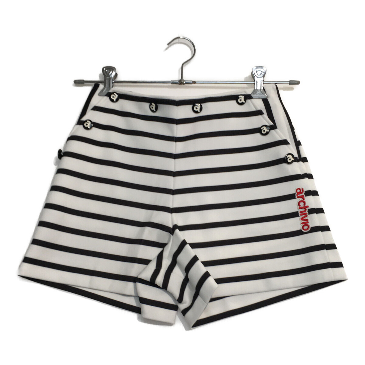 coco 中古【値下げ】 アルチビオ archivio レディース ショートパンツ 36(S) 白×黒 ウエストゴム レターパックプラス発送可 100015拍卖