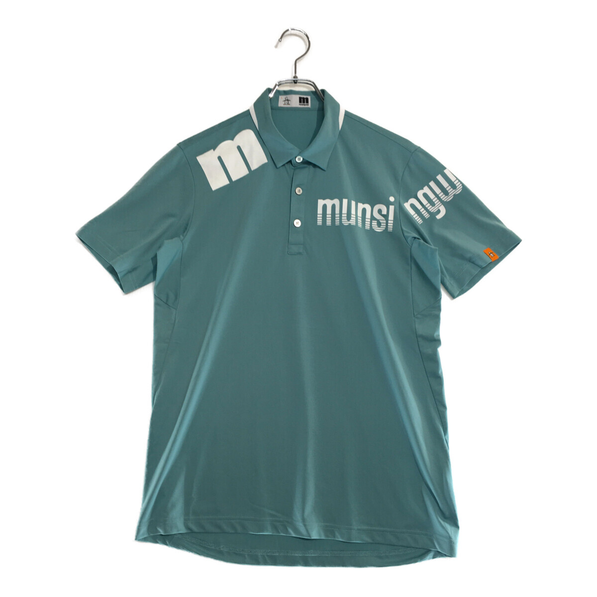 coco 中古【値下げ】 マンシングウェア Munsing wear メンズ 半袖ポロシャツ L 緑 グリーン ビッグロゴ レターパックプラス発送可 101705拍卖