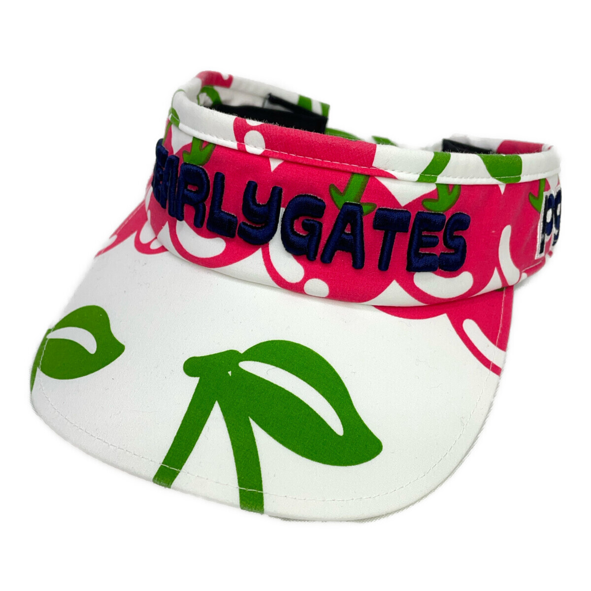 coco 中古 パーリーゲイツ PEARLY GATES サンバイザー フリー 白 ホワイト さくらんぼ柄 レターパックプラス発送可 K4112拍卖