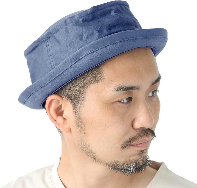 <XLサイズ(約63cm)><Navy>egnuu 日本製 コットン ポークパイハット 帽子 メンズ 大きいサイズ 日本製拍卖