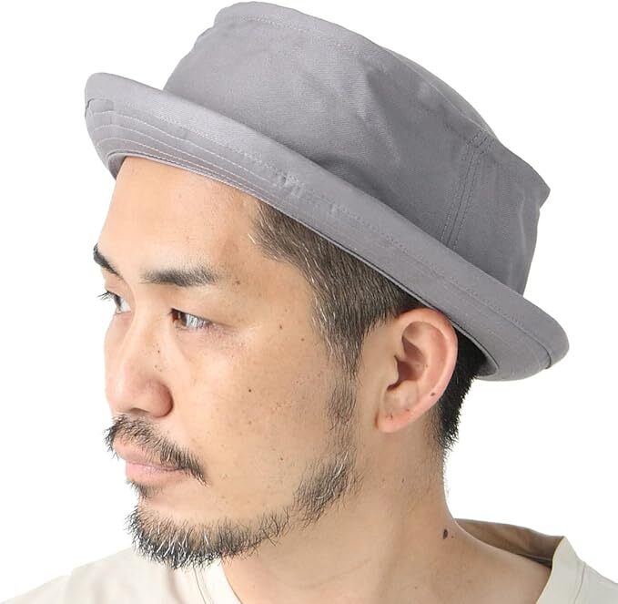 <XLサイズ(約63cm)><Grey>egnuu 日本製 コットン ポークパイハット 帽子 メンズ 大きいサイズ 日本製拍卖