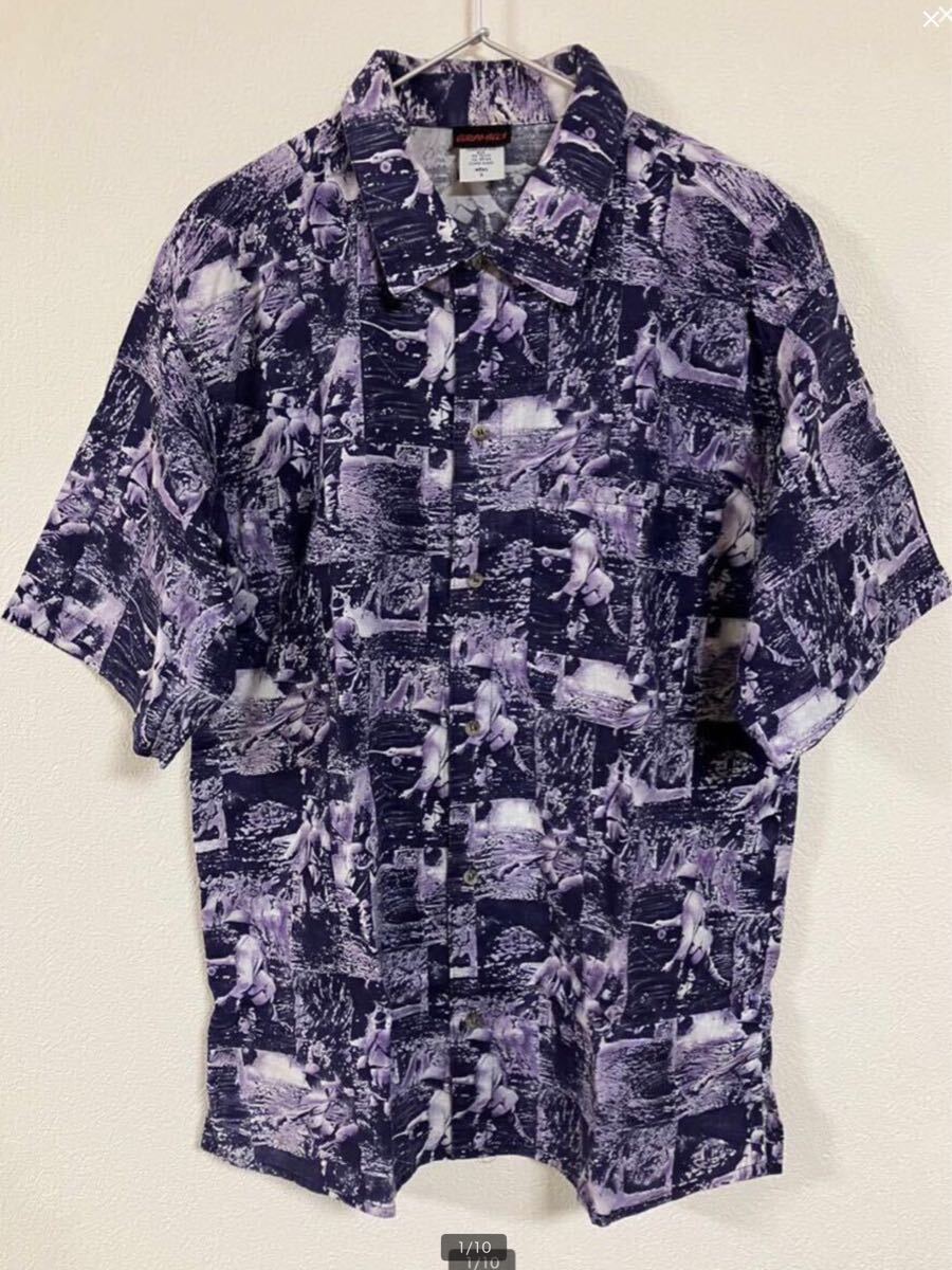 90s GRAMICCI グラミチ 半袖シャツ(総柄フォトプリント) フィッシャーマン Cotton 100% Sサイズ MADE IN USA アロハシャツ拍卖