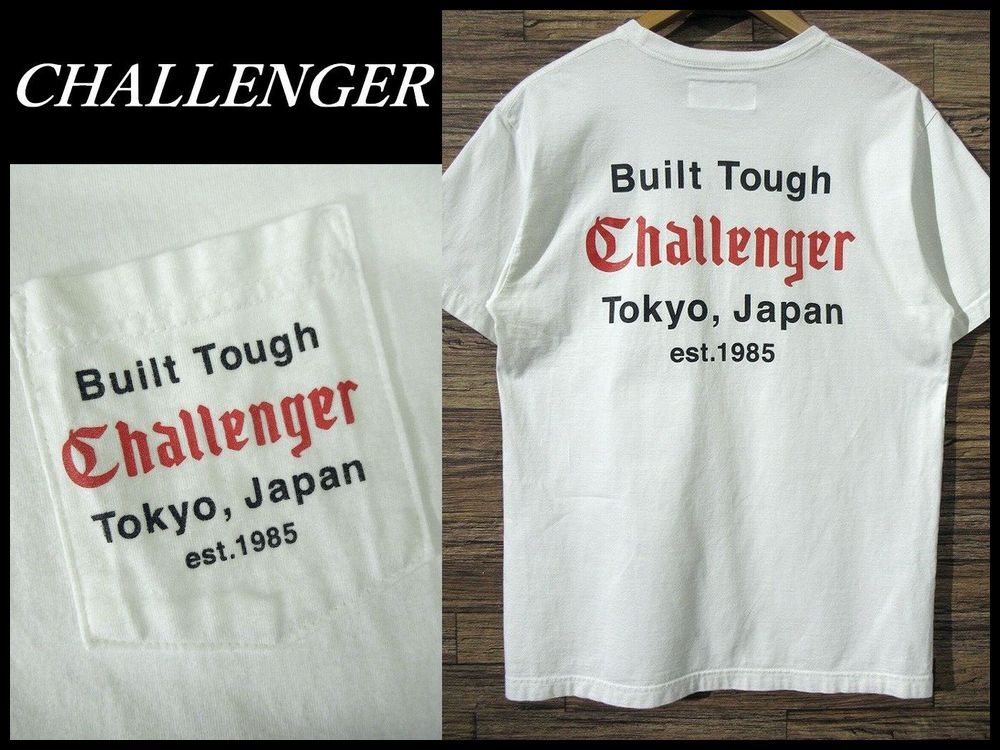 ◆ CHALLENGER チャレンジャー 19SS CLG-TS 019-003 BUILT TOUGH POCKET TEE 半袖 胸ポケット ロゴ プリント クルーネック Tシャツ 白 L拍卖