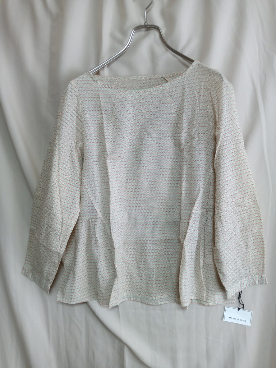 12850 ★★ MAISON DE PLAGE 総柄薄手トップス 日本製 定価6900円 新品 F拍卖