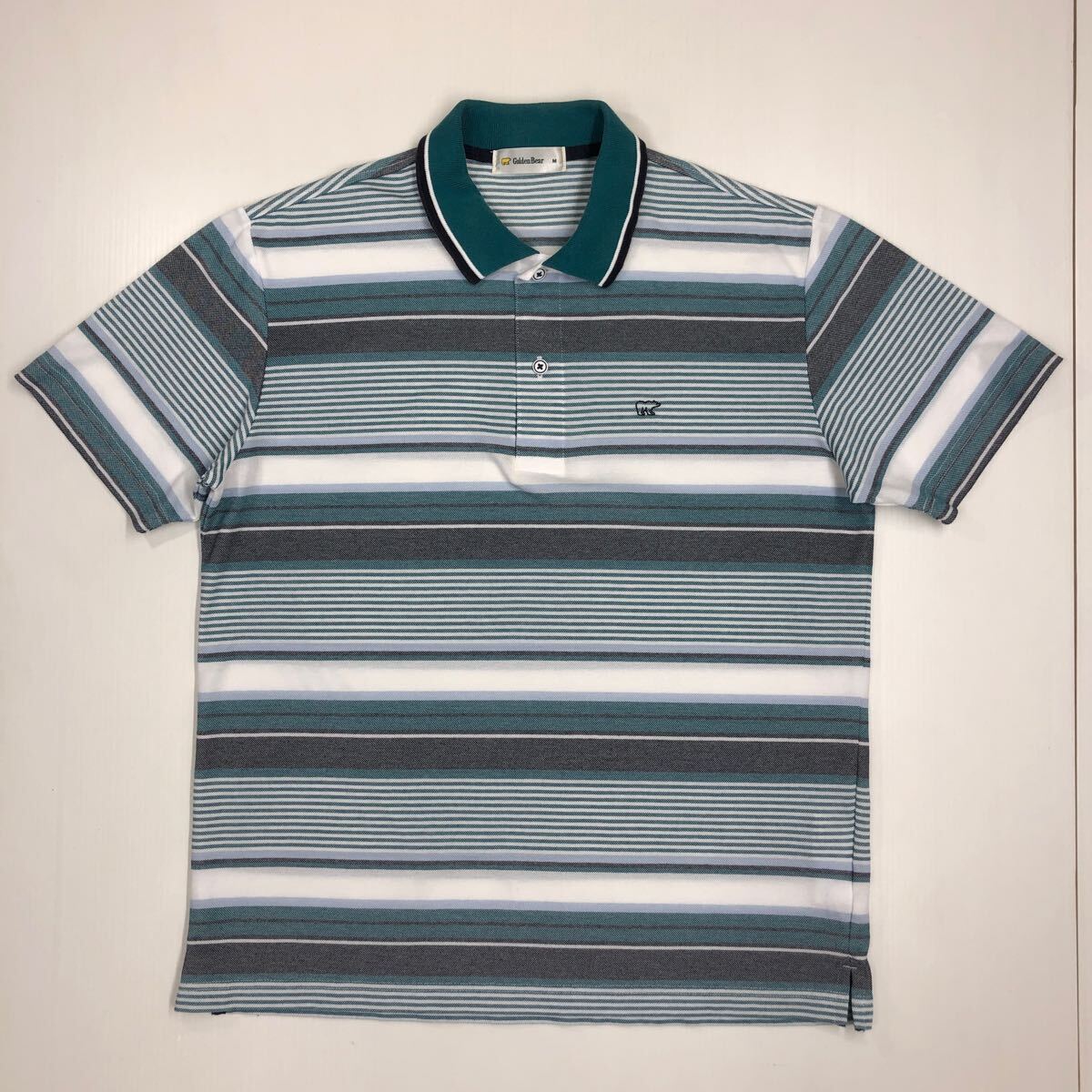 Golden Bear ゴールデンベア 半袖ポロシャツ ボーダー柄 メンズ Mサイズ アウトドア 47-16拍卖