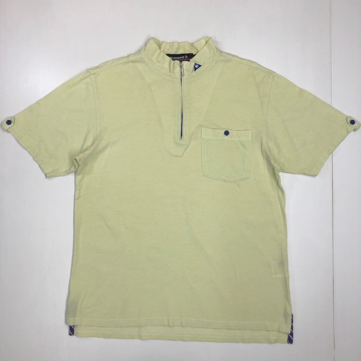 le coq sportif ルコックスポルティフ 半袖シャツ ハーフジップ スタンドカラー ゴルフ 胸ポケット メンズ Mサイズ 47-18拍卖