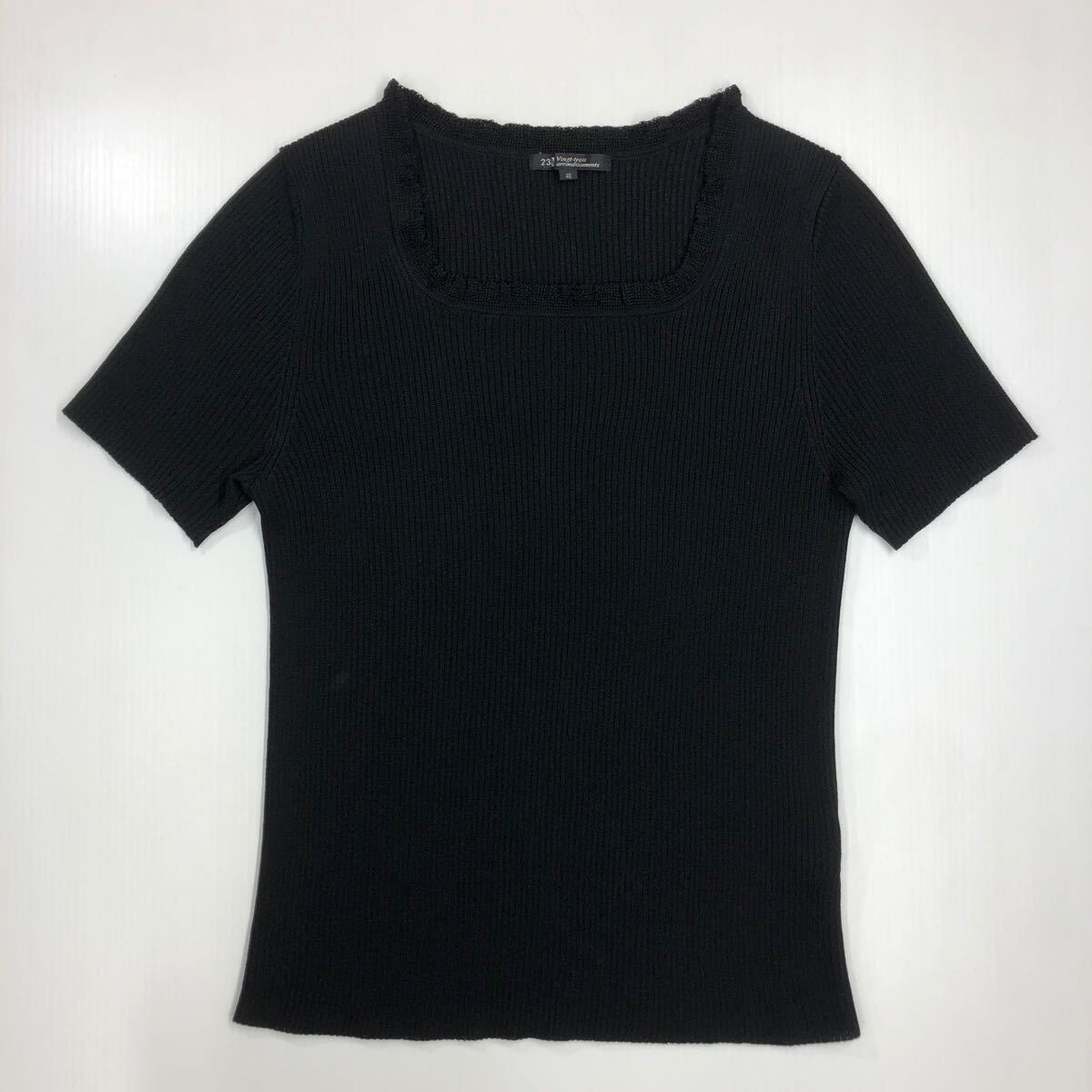 23区 ニジュウサンク サマーニット 半袖ニット 黒 トップス レディース サイズ40 47-20拍卖