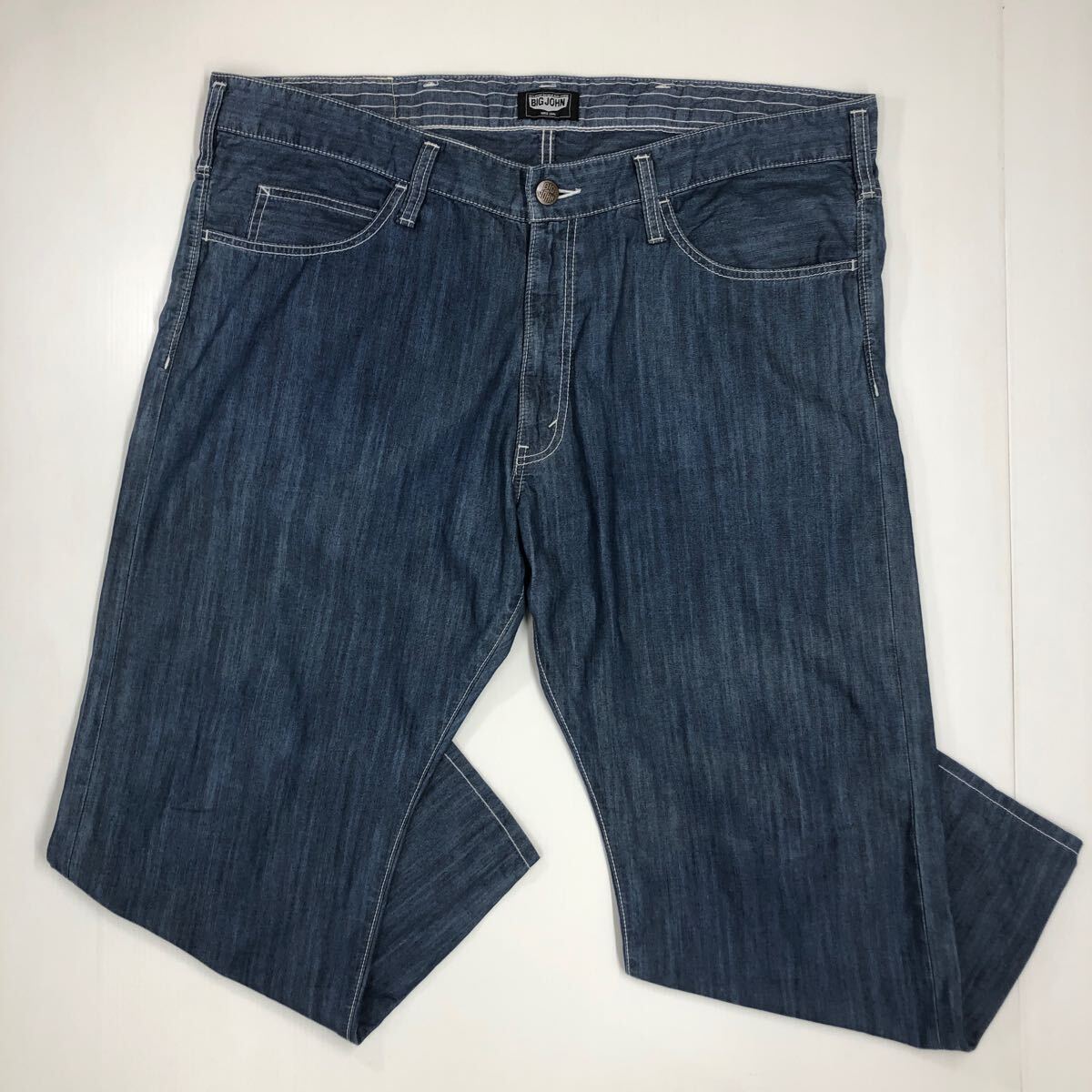 BIG JOHN ビッグジョン デニム調パンツ 薄手 大きいサイズ W44 ウエスト111 イージー 47-46拍卖